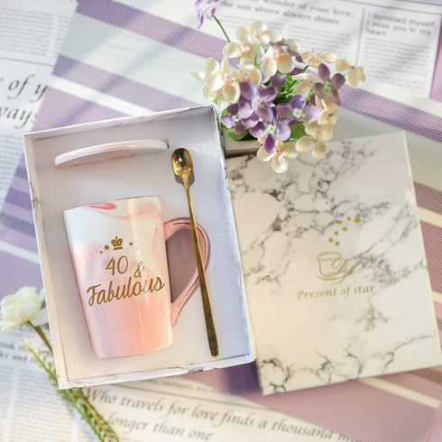 40th Birthday Gifts Women 40th and Fabulous Cup 40 and Fabulous Gifts for Women 40th Birthday Mug 40th Anniversaries Gifts 40th Gifts Idea for Women Her Wife Mom Grandma Sister Bff Friend 14 Ounce