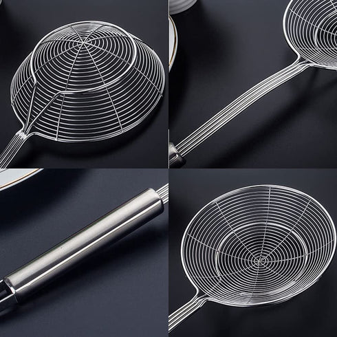 TENTA Kitchen Multi Kitchen Utensil Stainless Steel Cooking Skimmer Slotted Fish Turner Spatula Spoon Colander Drain Water Filter Spoon Ladle Spider Strainer Skimmer Ladle for Cooking &Frying (2pcs)