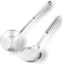 TENTA Kitchen Multi Kitchen Utensil Stainless Steel Cooking Skimmer Slotted Fish Turner Spatula Spoon Colander Drain Water Filter Spoon Ladle Spider Strainer Skimmer Ladle for Cooking &Frying (2pcs)