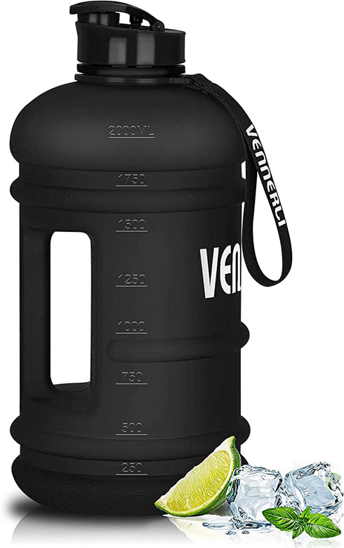 VENNERLI Half Gallon Water Bottle 2.2L Large Sports Water Bottle with Handle 74oz BPA-free Reusable Plastic Water Jugs Leakproof Hydro Bottle for Gym Yoga Travel Camping Cycling Outdoor Sports