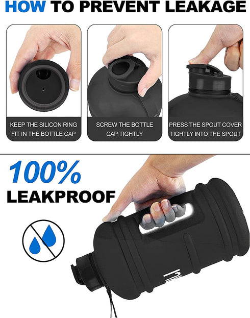 VENNERLI Half Gallon Water Bottle 2.2L Large Sports Water Bottle with Handle 74oz BPA-free Reusable Plastic Water Jugs Leakproof Hydro Bottle for Gym Yoga Travel Camping Cycling Outdoor Sports