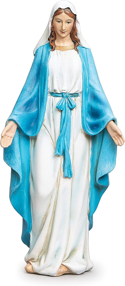 Our Lady of Grace Blue White 6 inch Resin Stoneware Tabletop Figurine Statue