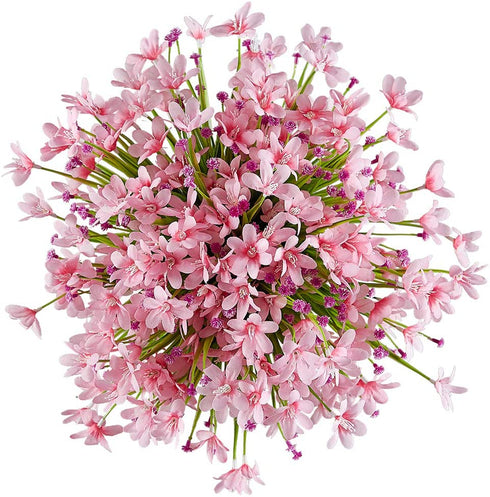 URSTOUD 20 Bundles Artificial Daffodils Flowers, Fake Artificial Greenery UV Resistant No Fade Faux Plastic Plants for Wedding Bridal Bouquet Home Garden Kitchen Office Vase(Pink) (OUD-LB-20P-Pink)