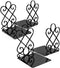 Bookends, Metal Book Ends for Shelves Heavy Duty Decorative Book Support Non-Skid for Office Desk School Library Organizer Gift, 7 x 6.1 x 8.6 inch Black (2 Pairs)