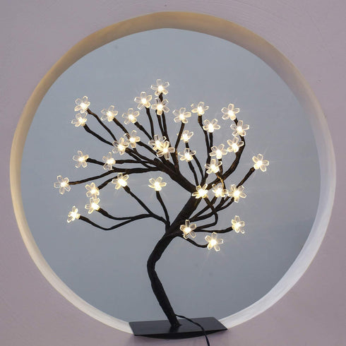 Brightdeco Lighted Cherry Blossom Tree 36 LED Plug in Artificial Bonsai Tree Ideal As Night Lights Perfect for Home Festival Halloween Thanksgiving Christmas Easter Wedding Party Warm White