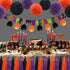 ADLKGG Halloween Orange Purple Black Party Decorations, €œHappy Halloween Banner, Balloons, Tissue Paper pom poms Flowers, Tassel DIY Party Garland, Birthday Party, Baby Shower, Festival