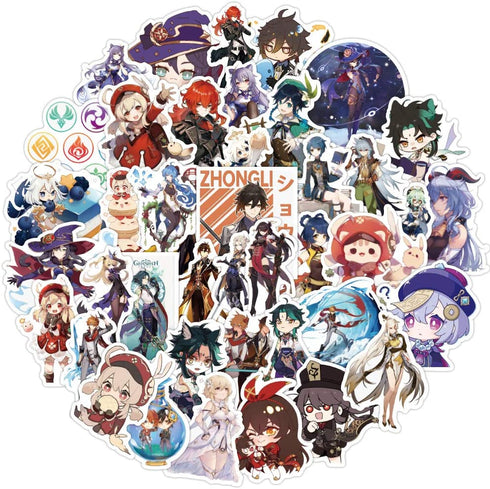 shubiao Genshin Impact Stickers 100pcs Game Stickers for Teens Kids Adults Vinyl Waterproof Stickers for Laptop Water Bottle Skateboard