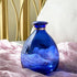 YILE Glass Vase for Flowers, Rounded Small Blue Glass Vase for Home Decor Gift Centerpieces Events (Dark Blue & Gold)