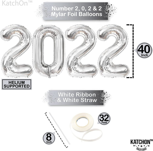 Silver 2022 Balloons Numbers Set - 40 Inch, 2022 Graduation Balloons, Confetti | Silver Graduation Decorations 2022, Graduation Party Decorations, Graduation Party Supplies | Class of 2022 Decorations