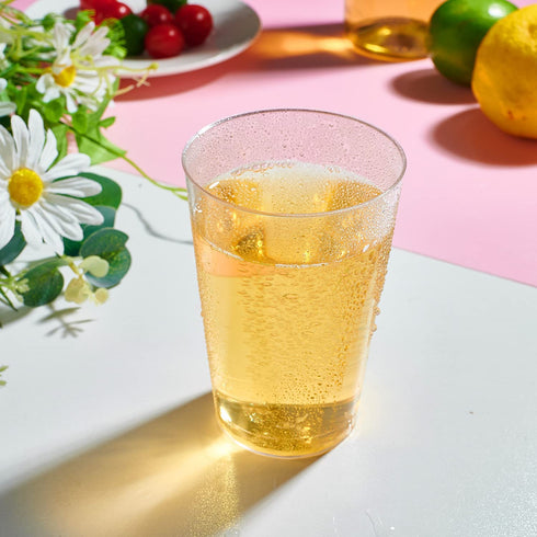100 Pack 12oz Clear Plastic Cups, POPOPUL Disposable Cups Heavy Duty Plastic Cups Tumblers, Reusable Clear Hard Plastic Cups for Wedding, Halloween, Thanksgiving, Christmas Party