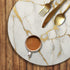 Round Leather Placemats Set of 4 PU Waterproof Non-Slip Washable Heat Resistant Place Mat for Kitchen Dining Table - Marble Gold Line