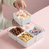 MineSign Snack Container Divided Veggie Serving Tray with Lid Salad Keeper with 4 Removable Boxes Stackable Refrigerator Organizer Bins Food Storage Organizer Produce Saver for Meal Prep