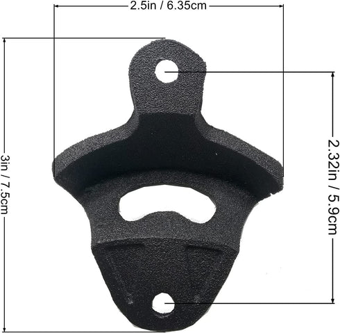 8 PCS Satin Black Cast Iron Beer Bottle Opener Wall Mounted Open Here Heavy Duty for Man Cave Farmhouse Bar with Screws