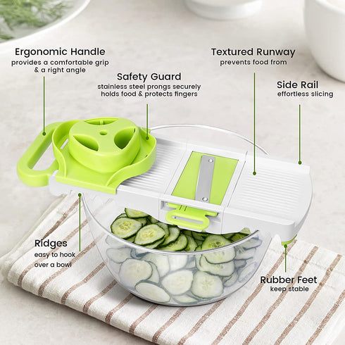 Mandoline Slicer for Kitchen Mandolin Slicing Tool 6 in 1 Vegetable Mandoline Slicer Cutter Chopper Grater Slicers for Fruits Vegetables Julienne Carrot Cucumber Sweet Potato Chip Slicer Thin