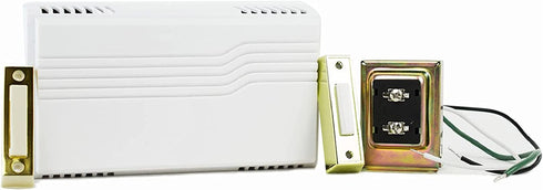 Newhouse Hardware CKIT1 Two Note Electric Door Bell Chime Kit w/ 16V/10VA Transformer & Surface Mount Lighted Push Buttons, 16V/10 Vac, White
