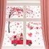 Yovkky Pink Hearts Tree Truck Gnome Wedding Anniversary Window Clings 9 Sheets, Happy Valentines Day Glass Stickers Decal Peony Flower Decor, Home Kitchen Fridge Decorations DIY Supply Double Sided