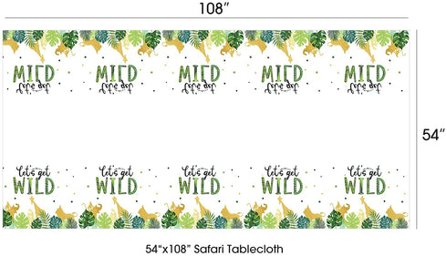 FVABO Safari Tablecloth - 2Set Jungle Themed Table Cover, for Wild Party Supplies, Animal Themed Baby Shower Birthday Table Cloth Decorations(54in x 108in)