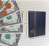 Currency Paper Money Collection Book, 3-Pocket Banknote Organizer, Single Side View Dollar Bill Holders for Collectors, Crystal Clear Sleeves to Storage 60 World Cash, Thicker SleevesNote Book (Blue)