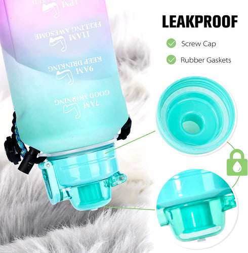 64 OZ Water Bottle Large Half Gallon Water Bottle with Straw, Motivational Water Bottles with Time Marker, Leakproof Tritan Bpa Free Water Jug with Paracord Handle for Fitness,Gym and Outdoor Sports