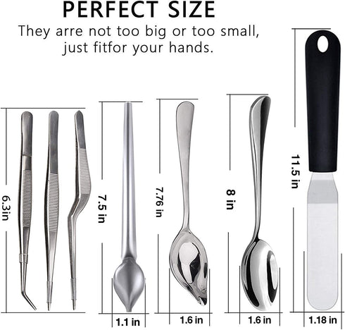 Tangoowal High Quality Culinary Specialty Tools,Professional Chef Plating Kit, 7 Piece, Stainless Steel