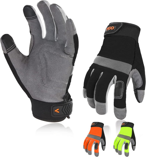 Vgo... 3-Pair Safety Work Gloves, Light Duty Mechanic Gloves (Size XL, 3Colors,SL7584)
