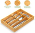 Bamboo Kitchen Drawer Organizer Wooden Silverware Utensil Tray Holder with 5 Small Narrow Compartments for Cutlery Spoons Forks Knives Storage Flatware Organizer by FURNINXS (14x10.5x2 inch?