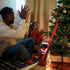 Electric Climbing Ladder Santa Claus, African American Santa Climbing Ladder with Music Funny Singing Climbing Santa LED Novelty Black Santa Claus Decor for Christmas Tree Hanging Ornament Xmas Gift