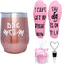 Valporia Dog Mom Gifts for Women Insulated Wine Tumbler with Sayings + Fuzzy Socks + Wine Stopper for Women Birthday Gifts for Women Rose Gold Stainless Steel Xmas Gifts