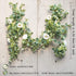 PARTY JOY 6.5ft Seeded Eucalyptus Garland with Flowers-8 White Roses-Lush,Natural Looking, Floral Garland Greenery Garland for Party Wedding Table Indoor Outdoor Backdrop Wall Decor?White,1?
