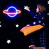 Koicaxy Planet Neon Sign, Acrylic Neon Light for Wall Decor, Battery or USB Powered Light Up Neon Sign for Bedroom, Kids Room, Living Room, Bar, Party, Christmas, Wedding
