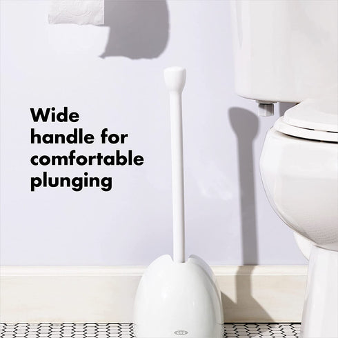 OXO Good Grips Toilet Plunger with Cover, White