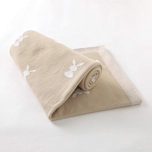 LAWKUL Baby Wrap Blanket Soft 100% Cotton Baby Blanket Knit Crib Receiving Blanket with Bunny Pattern Swaddle Cute Blanket for Babies Boy and Girl in Easter Size 4030 Inches