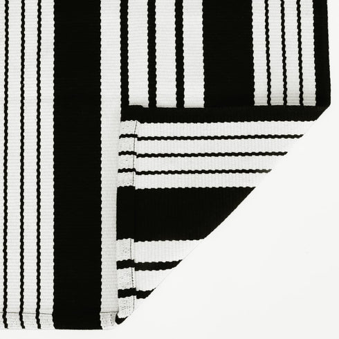 Black and White Striped Rug 27.5"x43" Outdoor Doormat Cotton Hand Woven Welcome Doormats Reversible Layered Door Mats Farmhouse Indoor Outdoor Runner Rug for Front Porch Entryway Laundry Room Kitchen