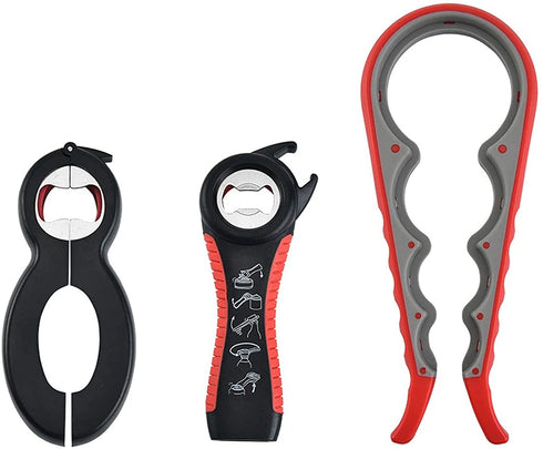 Zsirue Jar Opener, 6&5&4 in 1 Can Opener Set, Multi Function Can Opener, Bottle Opener Kit with Silicone Handle Easy to Use for Seniors Arthritis Suffers and Weak Hands