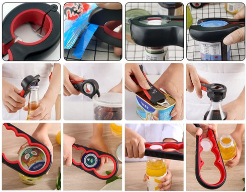 Zsirue Jar Opener, 6&5&4 in 1 Can Opener Set, Multi Function Can Opener, Bottle Opener Kit with Silicone Handle Easy to Use for Seniors Arthritis Suffers and Weak Hands