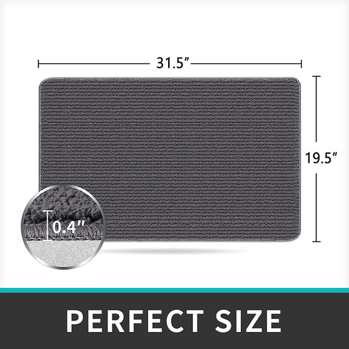 DEXI Door Mat Indoor Rug Inside Front Entrance Non-Slip Low Profile Washable for Entryway 19.5"x31.5",Dark Gray