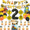 MATTTIME Construction 2nd Birthday Banner Cake Cupcake Topper Terrible Two Traffic Sign Cutouts Dump Truck Party Decoration 2 Years Old Supplies