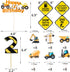 MATTTIME Construction 2nd Birthday Banner Cake Cupcake Topper Terrible Two Traffic Sign Cutouts Dump Truck Party Decoration 2 Years Old Supplies
