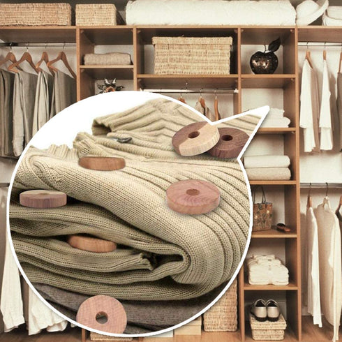 Omio Cedar Blocks for Clothes Storage - 54 Pcs 100% Aromatic Red Cedar Rings for Wardrobe Closets and Drawers, Cedar Wood Rings for Clothes Storage