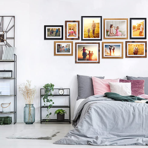 Trwcrt Mixed Colors 4x6 Picture frames Set of 3, Rustic Photo Frames for 4 x 6 Photos with Mat or 5x7 Photos without Mat, Wall and Tabletop Display