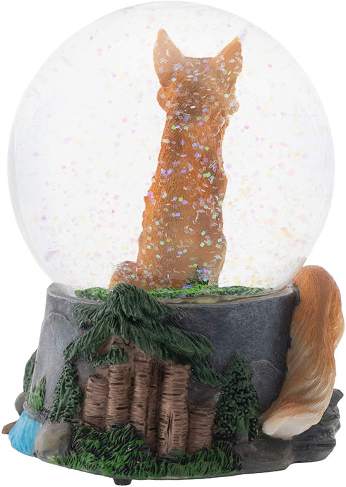 Elanze Designs Clever Fox Friends 100MM Musical Snow Globe Plays Tune Born Free