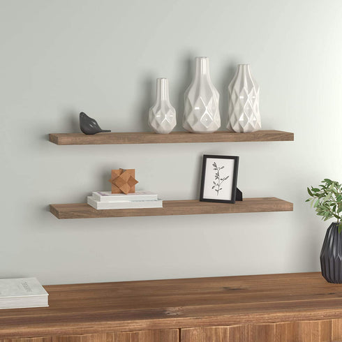 Amazon Basics Floating Shelves - 24-Inch, Natural Wood, 2-Pack