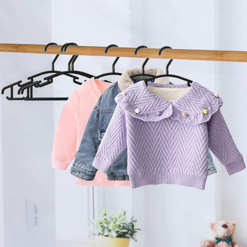 Black Baby Hangers for Closet Plastic Kids Hangers Black Baby Clothes Hangers Children Hangers Toddler Hangers Nursery Hangers (Black, 80pack)