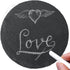GOH DODD Drink Coasters with Holder, 8 Pieces Rustic Round Slate Stone Coasters 4 Inch Handmade Coasters for Bar and Home, Black