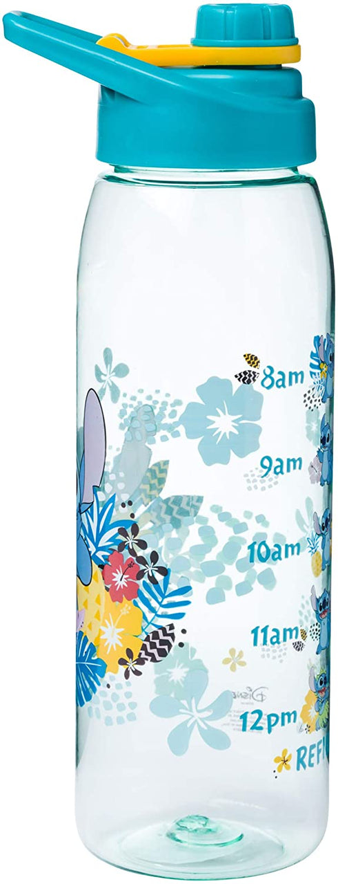 Silver Buffalo Disney Lilo and Stitch Tropical Refill Times Tritan Water Bottle, Screw Top Lid, 28 Ounces