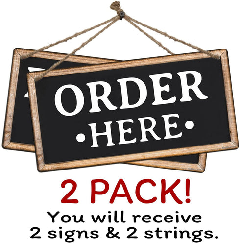 ATX CUSTOM SIGNS - Order Here and Pick Up Here Signs 2 Pack Black and White