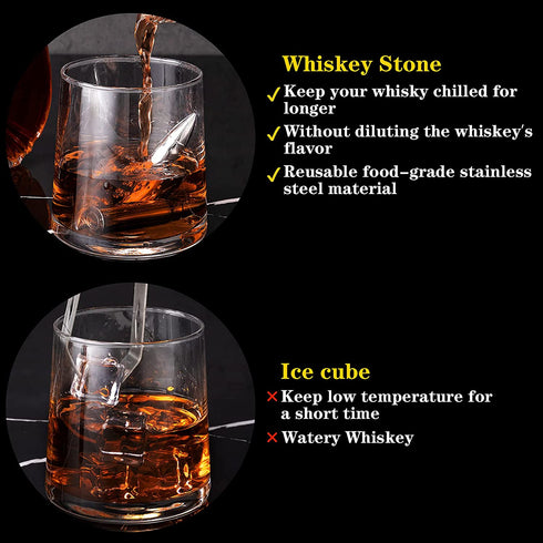 Unique Gift for Men Dad Husband Boyfriend, HBlife Whiskey Stones Set of 6 with Wooden Gift Box, Stainless Steel Ice Cubes, Ideal Gifts for Whiskey Lovers