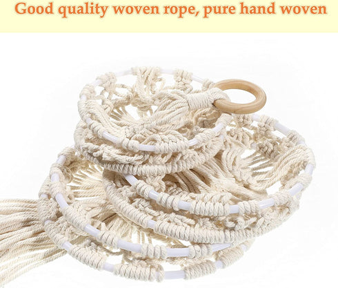 Macrame 3 Tier Hanging Basket Space Saving Hanging Fruit Basket for Kitchen or Decorative Boho Decor Hanging Plant Holder Use for Produce Baskets, Indoor Planter Hangers