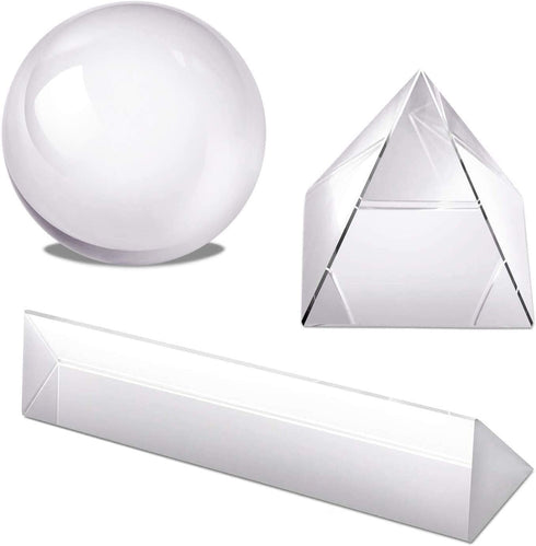 Hartop Clear K9 Crystal Ball Crystal Pyramid Crystal Triangular Prism with Microfiber Pouch Wiper Cloth for Photography Accessory and Art Decor