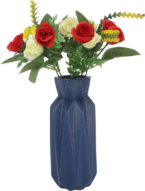 Gemseek 8 Inch Deep Blue Ceramic Flower Vase, Small Table Vase for Living Room Indoor Home Decor, Wedding Centerpieces/Arrangements